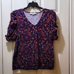 Loft XL cotton blue and maroon  tee.